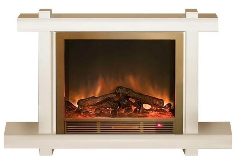 Каминокомплект Glenrich Капри Delux Sharm33 brass белый шпон