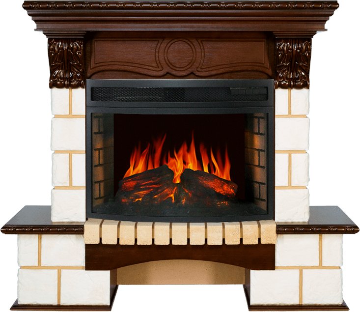 Каминокомплект Royal Flame  Pierre Luxe угловой - Шампань / Темный дуб с очагом Dioramic 25 LED FX