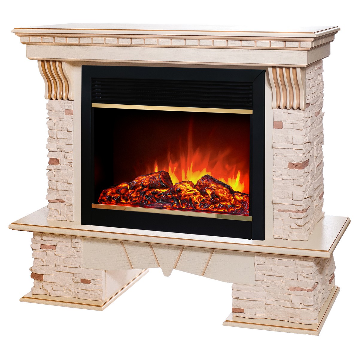 Электрокамин RealFlame  Sorento 25,5/26 WT с очагом Moonblaze Deluxe Brass