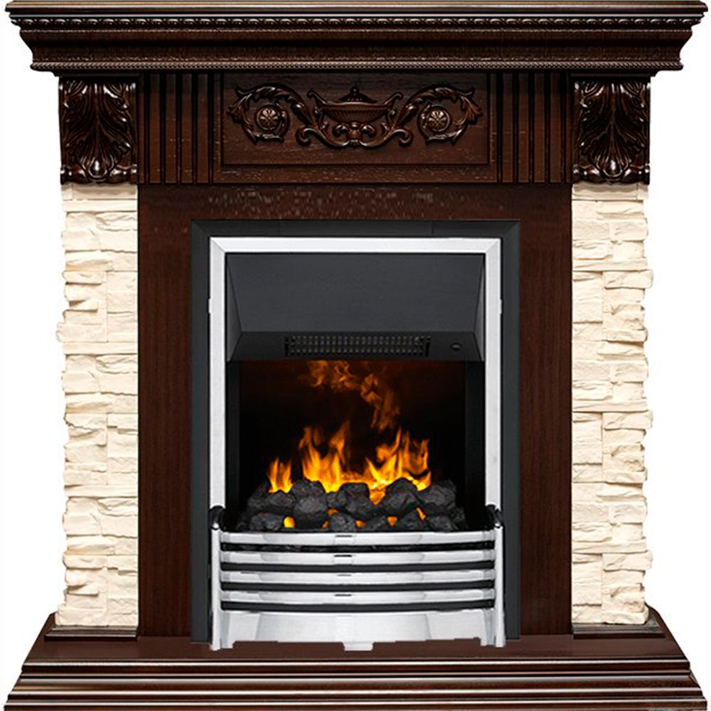 Каминокомплект Dimplex Luxemburg (каменный) - Сланец/Темный дуб с очагом Flagstaff