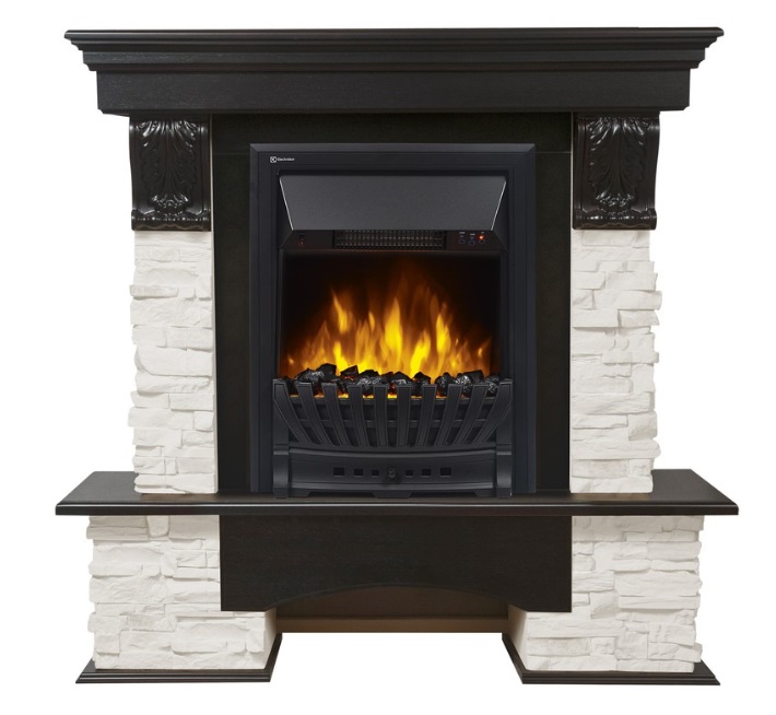 Каминокомплект Electrolux Pietra Classic с очагом Classic EFP/P-1020LS камень белый, шпон венге