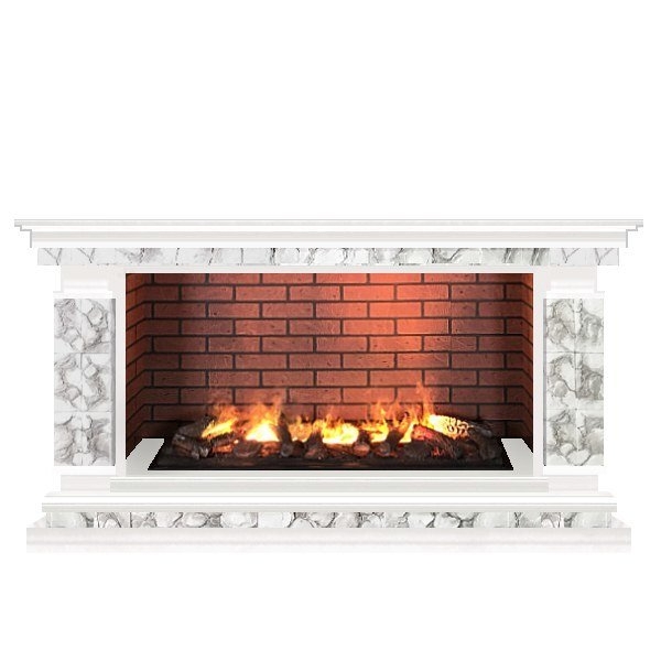 Каминокомплект Glenrich Лорд Salsa 3D белый шпон