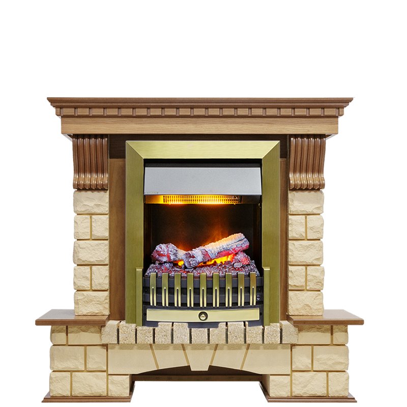 Каминокомплект Dimplex Pierre Luxe - Дуб / Шампань (Высота 1050мм) с очагом Danville Antique Brass FB2