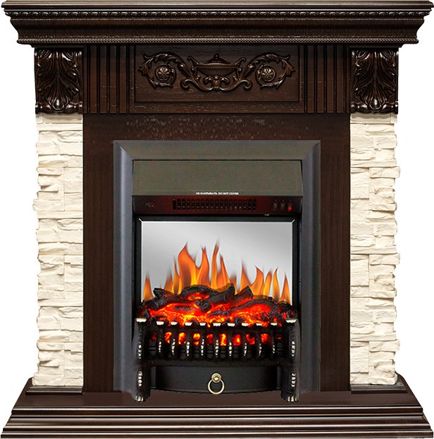 Каминокомплект Royal Flame  Luxemburg (каменный) - Сланец/Темный дуб с очагом Fobos FX M Black