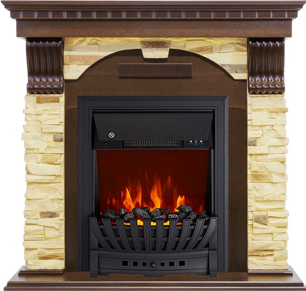 Каминокомплект Royal Flame  Dublin - Темный дуб / Сланец с очагом Aspen Black