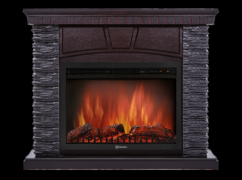 Портал Firelight Porto 30U (угловой) камень черный, шпон венге