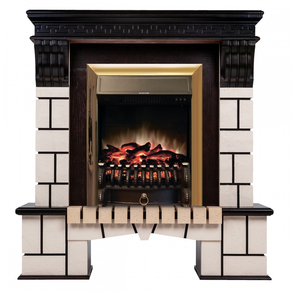 Электрокамин RealFlame  Stone STD AO с очагом Fobos Lux Brass