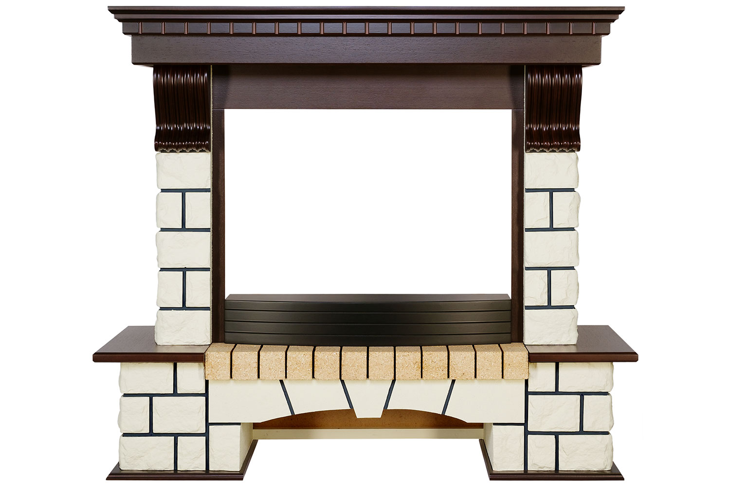 Портал Royal Flame  Pierre Luxe - Темный дуб / Белый (Высота 1075мм)