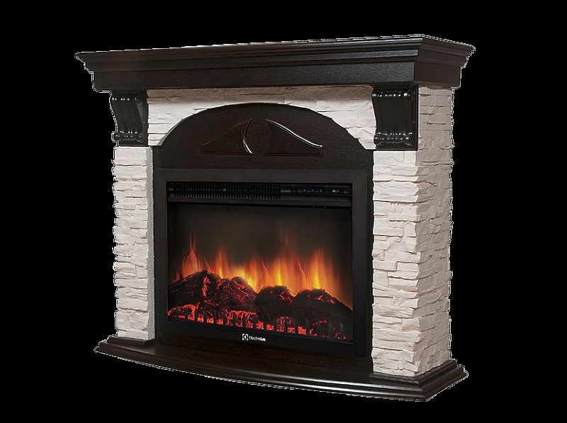 Портал Firelight Torre 25S камень белый, шпон венге