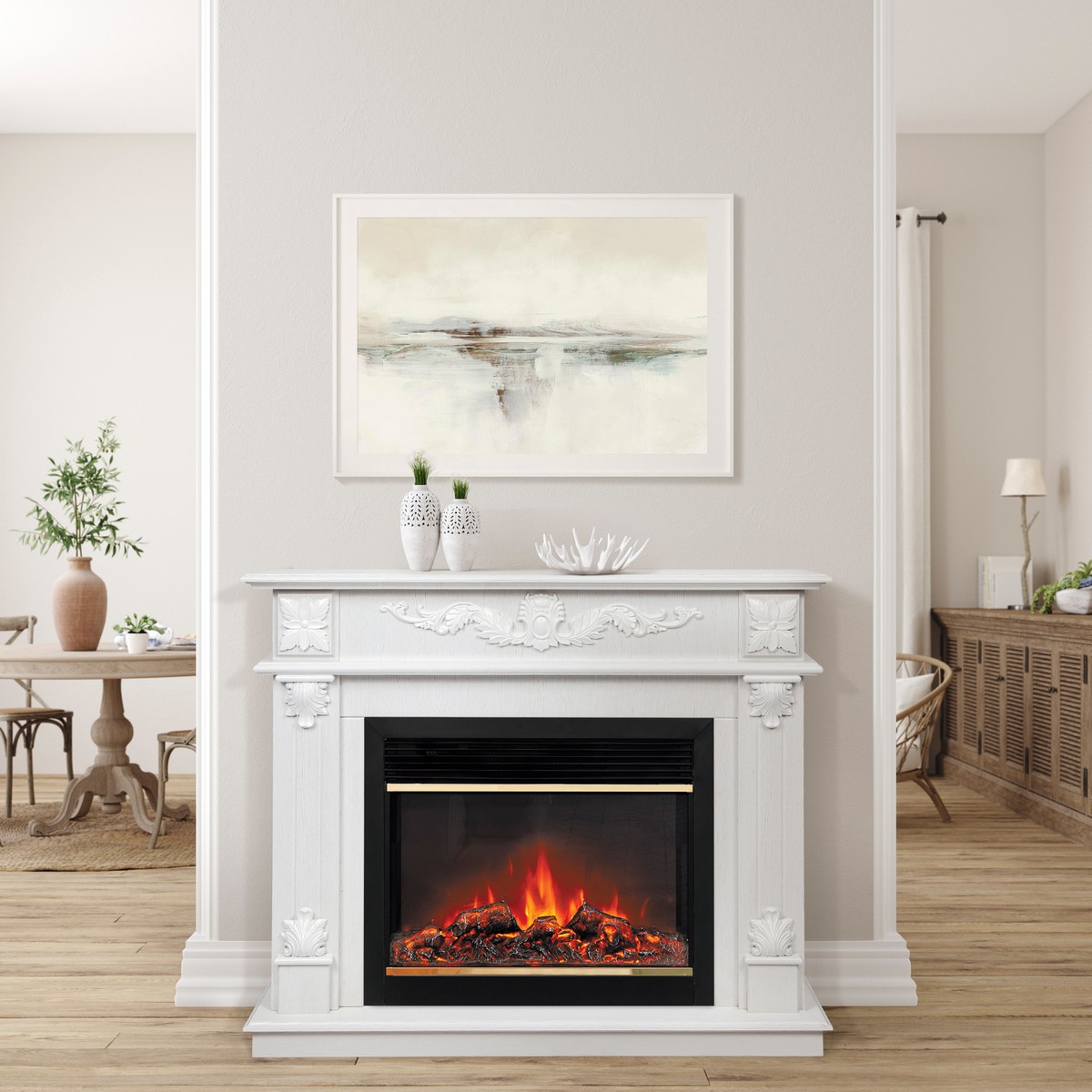 Электрокамин RealFlame  Philadelphia 25,5/26 WT с очагом Moonblaze Deluxe Brass