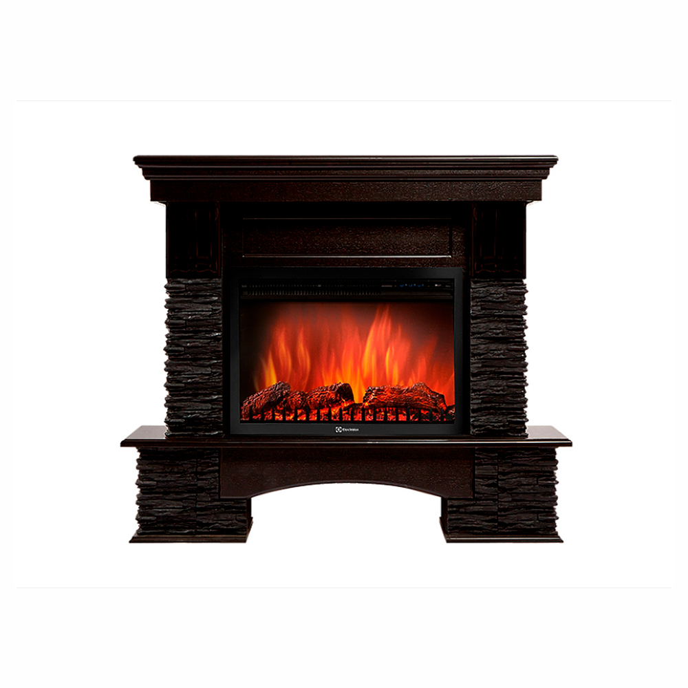 Портал Firelight Pietra Nuovo 25 камень сланец чёрный, шпон венге