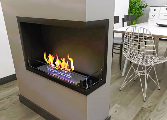 Встраиваемый биокамин Zefire Contour угловой 700 правый (Estetic Flame)