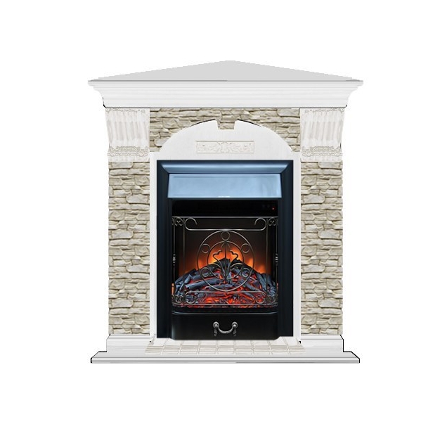 Каминокомплект Glenrich Арочный Грот однотонный угловой (Magestic)