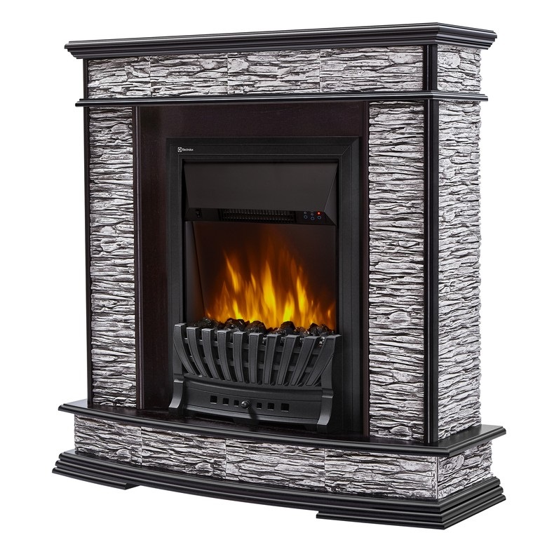 Каминокомплект Electrolux Scala Classic с очагом Classic EFP/P-1020LS скалистый серый, шпон темный дуб