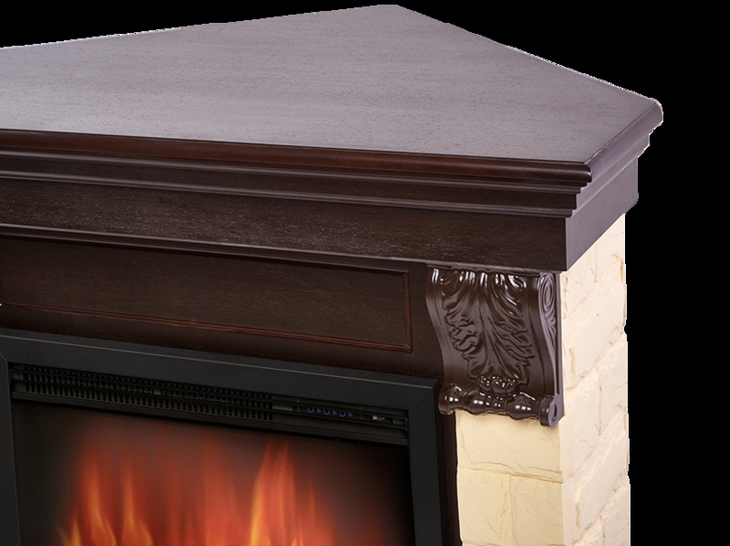 Каминокомплект Electrolux Bricks 30U (угловой) с очагом EFP/P-3320RLS камень бежевый, шпон темный дуб