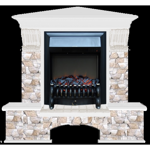 Каминокомплект Glenrich Бостон К угловой (Fobos black) белый