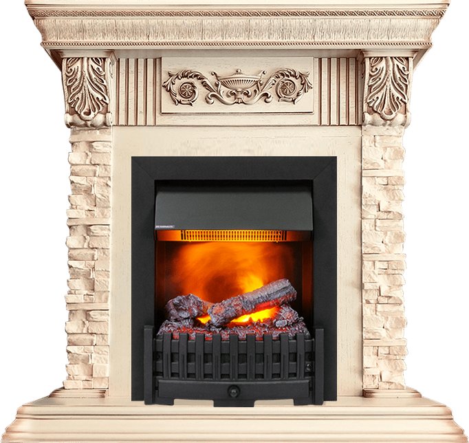 Каминокомплект Dimplex Luxemburg (каменный) - Сланец/Cлоновая кость с патиной с очагом Danville Black FB2