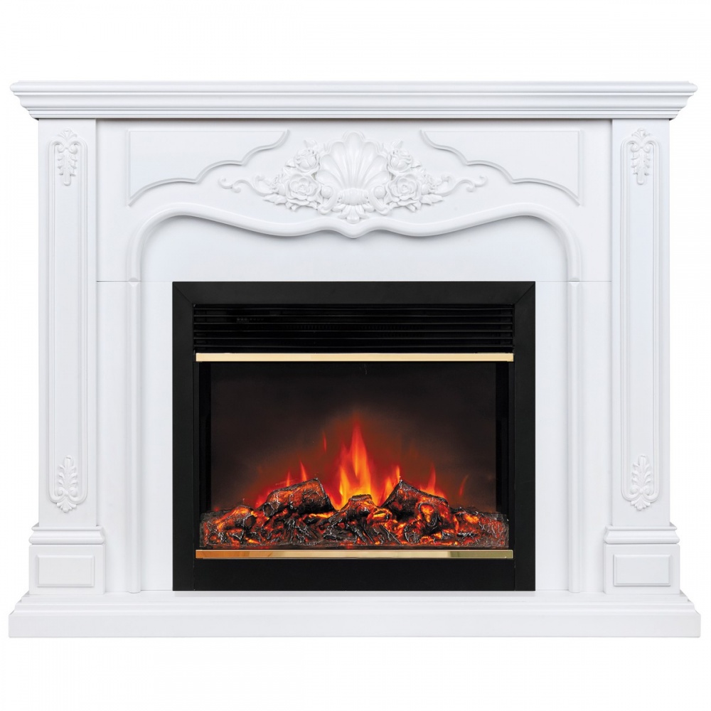 Электрокамин RealFlame  Victoria 26 WT с очагом Moonblaze Deluxe Brass