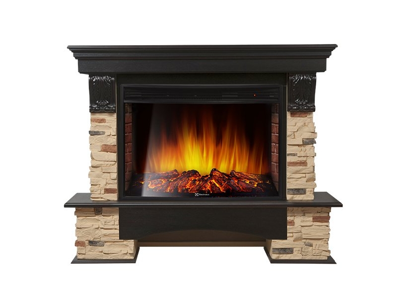 Каминокомплект Electrolux Pietra Nuovo 30 с очагом EFP/P-3320RLS камень сланец натуральный, шпон темный дуб