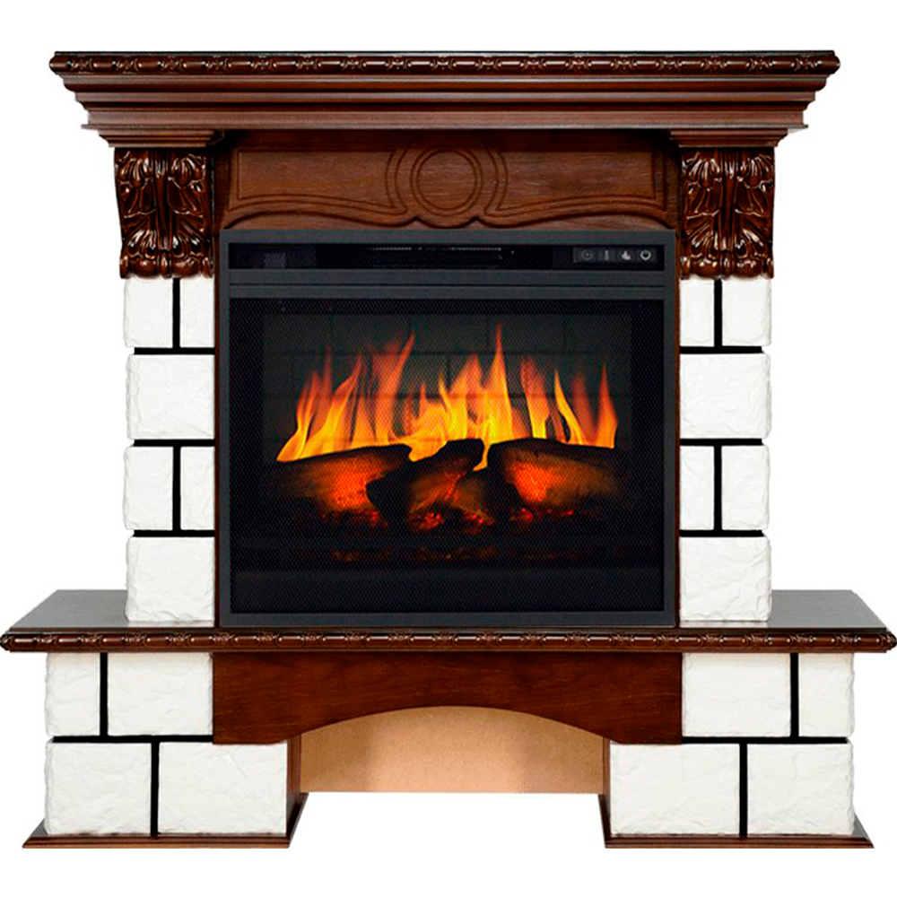 Каминокомплект Royal Flame  Pierre Luxe - Белый / Темный дуб с очагом Vision 23 EF LED 3D FX