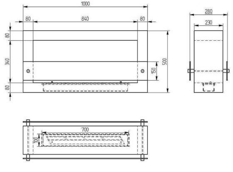 Биокамин напольный Zefire Quarter 1000 черный