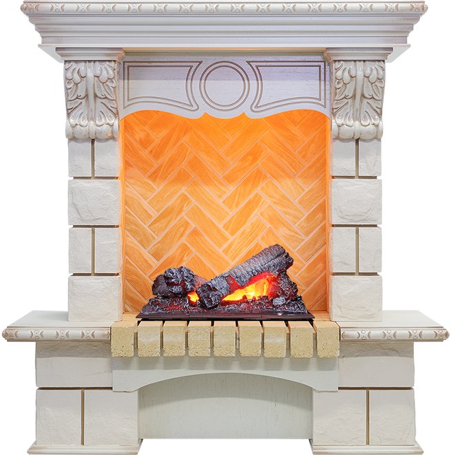 Каминокомплект Dimplex Pierre Luxe - Слоновая кость / Шампань (Высота 975мм) с очагом Cassette 400 NH