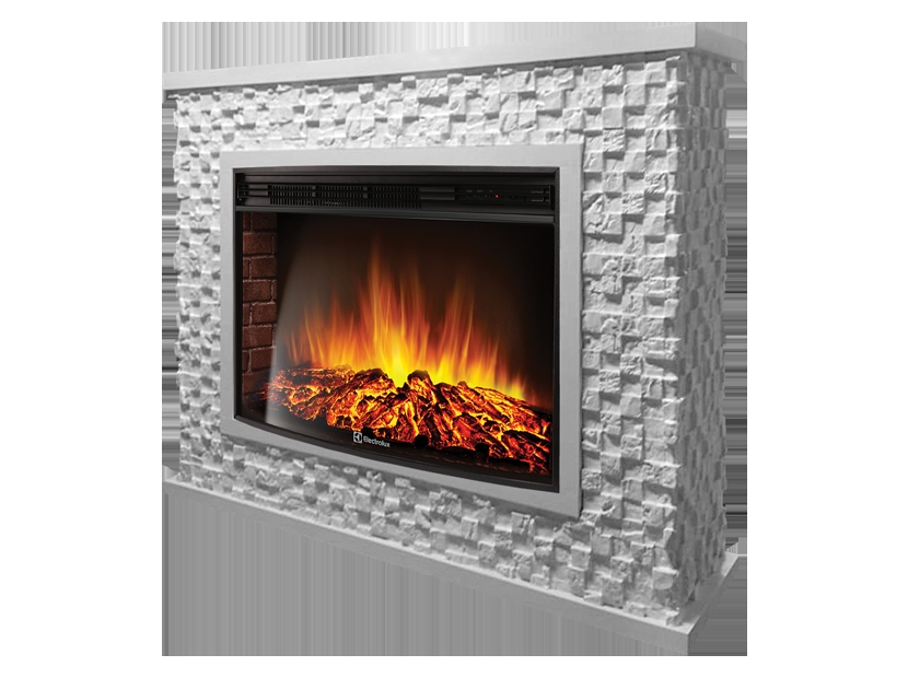 Каминокомплект Electrolux Quadro 30 с очагом EFP/P-3320RLS камень песчаник античный белый, белая эмаль