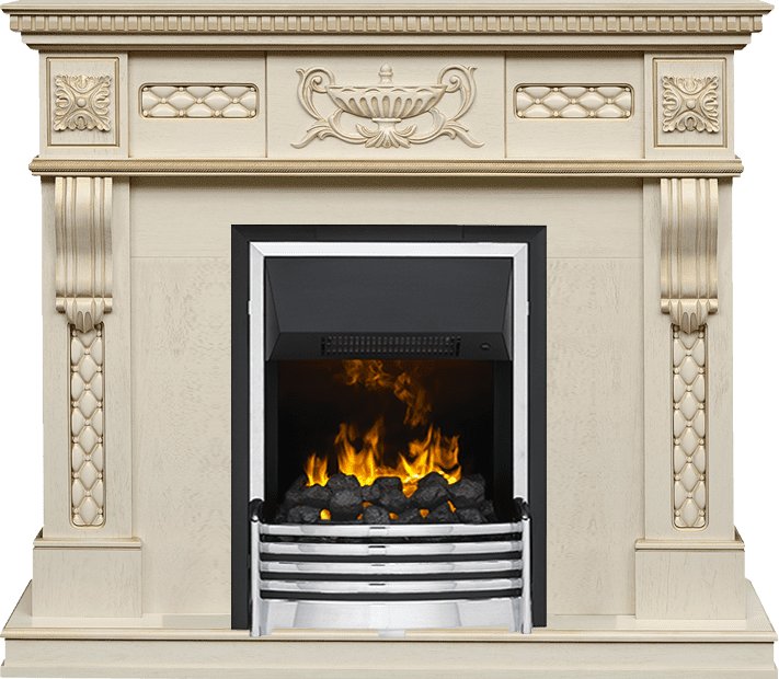 Каминокомплект Dimplex Corsica - Слоновая кость с патиной (Ширина 1100) с очагом Flagstaff