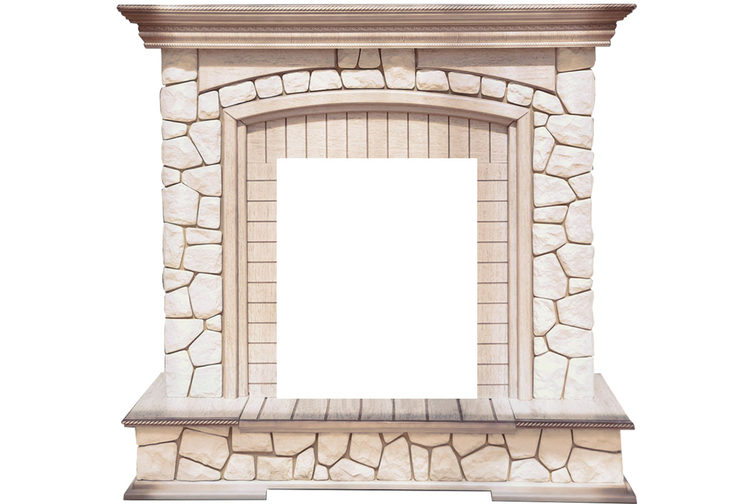 Каминокомплект Royal Flame  Preston - Белый/Слоновая кость с патиной с очагом Fobos FX Brass