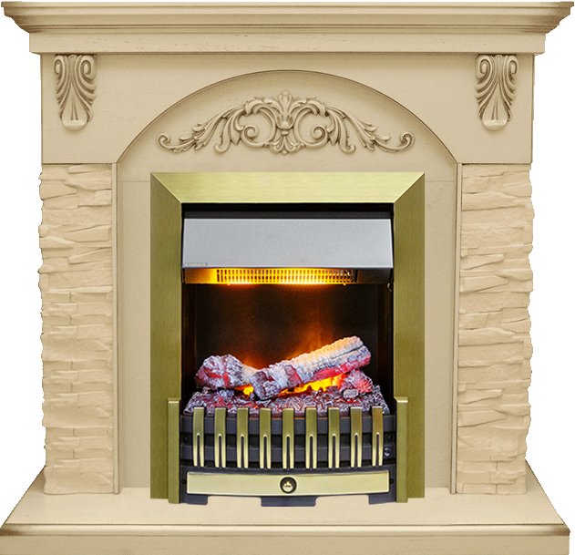 Каминокомплект Dimplex Bern Сланец крупный бежевый / Алебастр темная патина с очагом Danville Antique Brass FB2