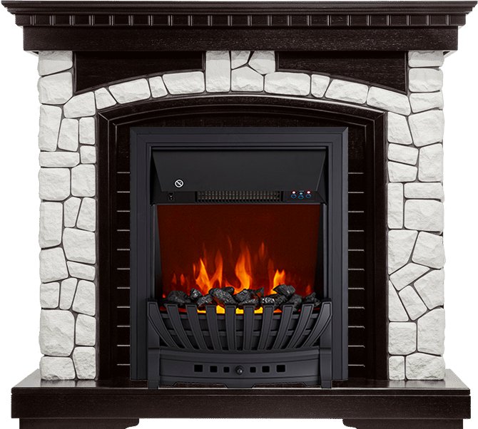Каминокомплект Royal Flame  Glasgow - Венге / Белый с очагом Aspen Black