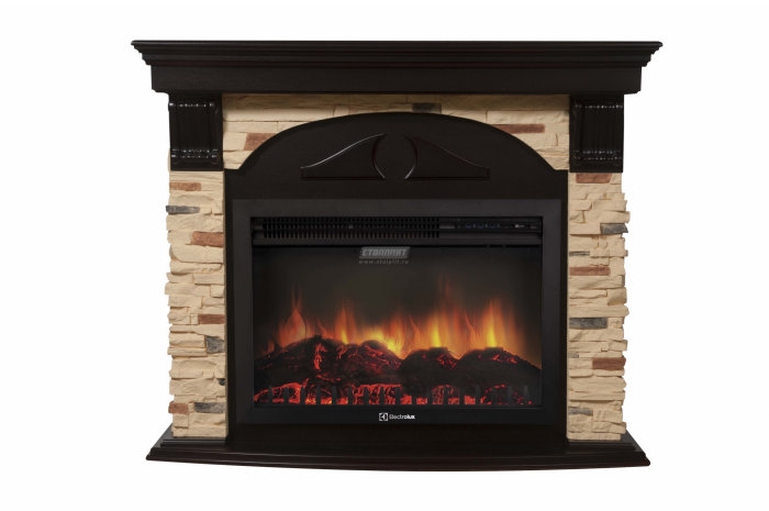 Каминокомплект Electrolux Torre 26/30S с очагом EFP/P-3020LS камень сланец натуральный, шпон венге