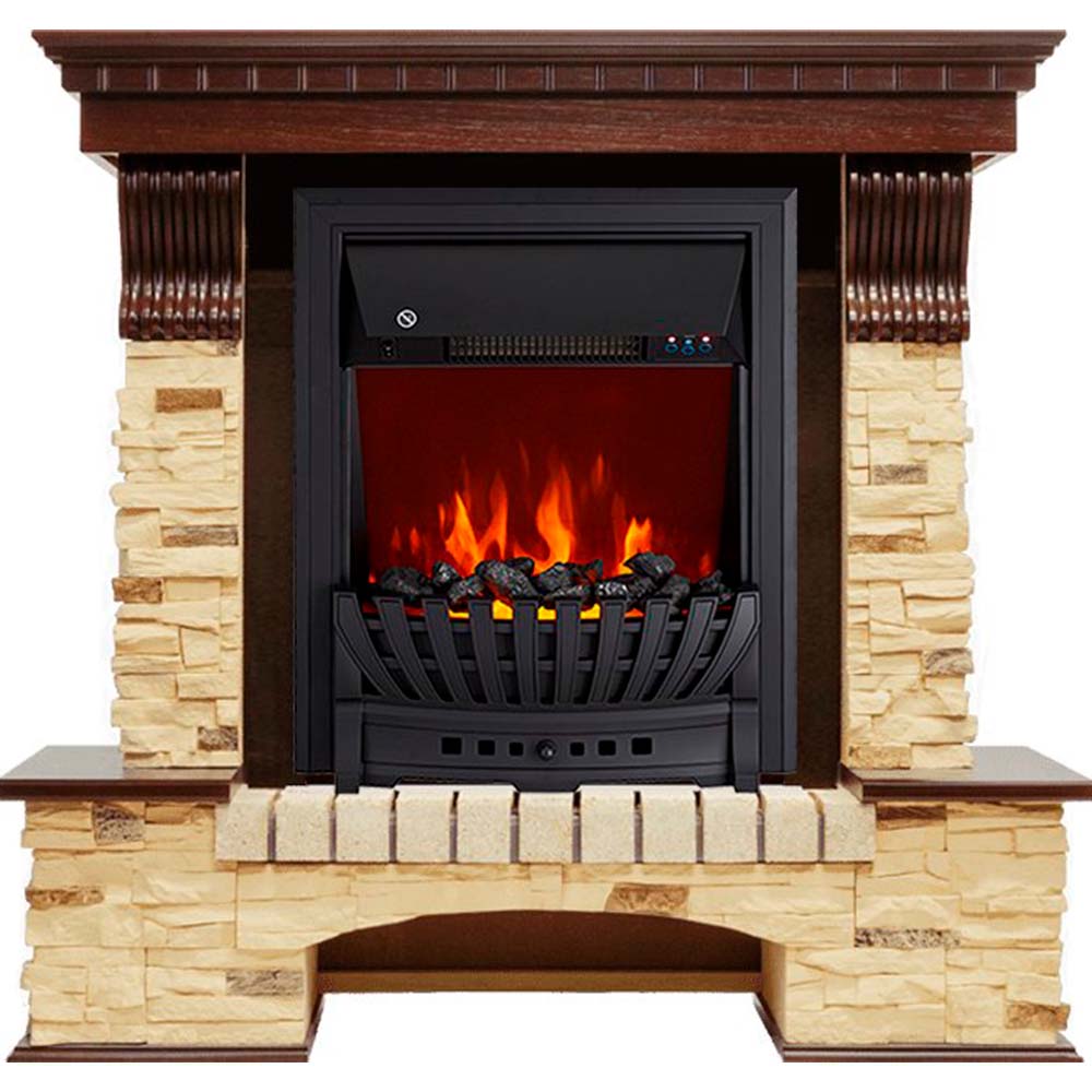 Каминокомплект Royal Flame  Pierre Luxe - Темный дуб / Сланец с очагом Aspen Black