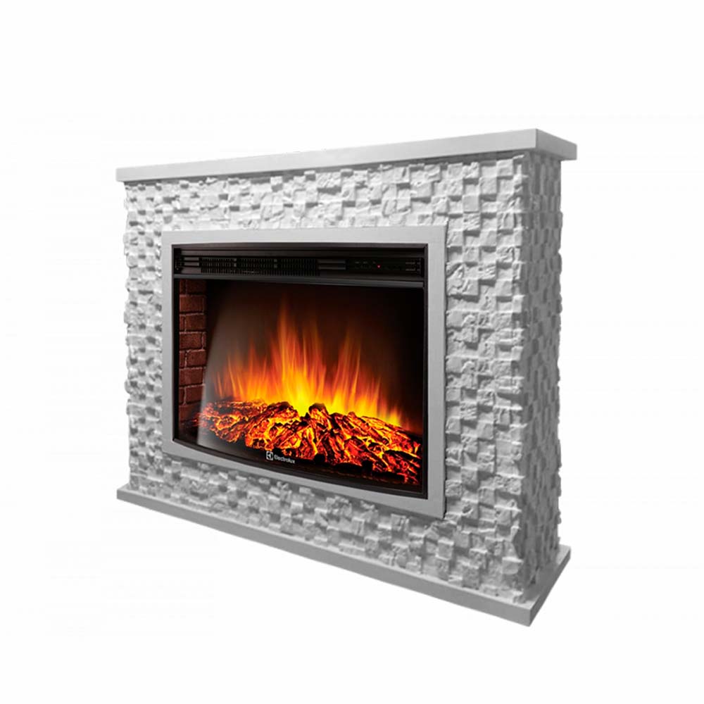 Каминокомплект Electrolux Quadro 25 с очагом EFP/P-2720RLS песчаник античный белый, белая эмаль