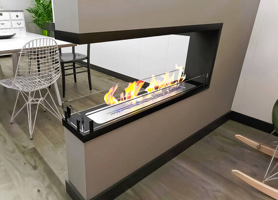 Встраиваемый биокамин Zefire Contour торцевой сквозной 1100 (Estetic Flame)