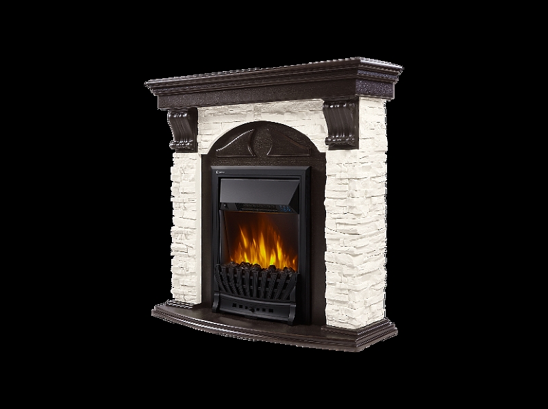 Портал Firelight Torre Classic камень белый, шпон венге