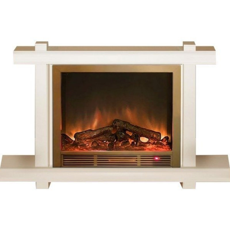 Каминокомплект Glenrich Капри Delux Sharm33 brass беленый дуб