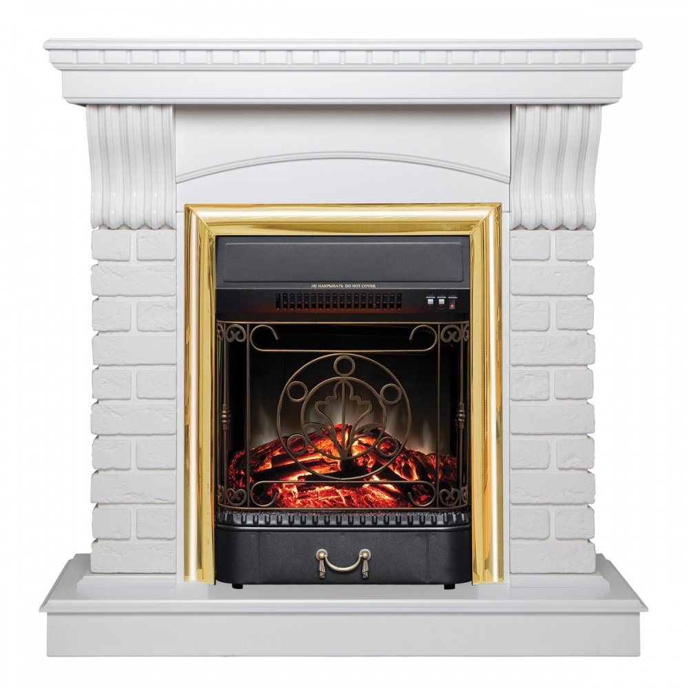 Электрокамин RealFlame Jazz WT с очагом Majestic Lux Brass