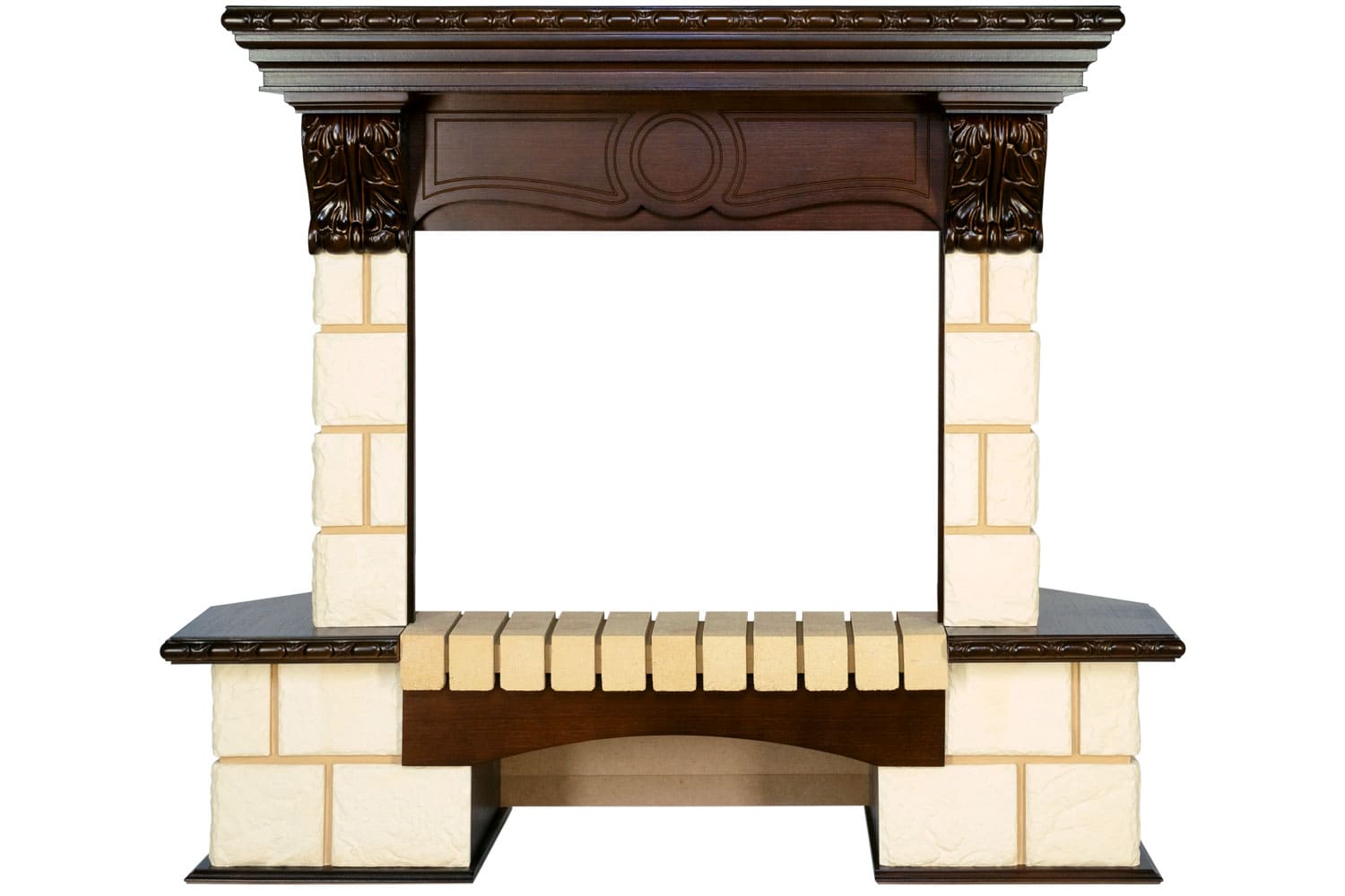 Каминокомплект Royal Flame  Pierre Luxe угловой - Шампань / Темный дуб с очагом Dioramic 25 LED FX