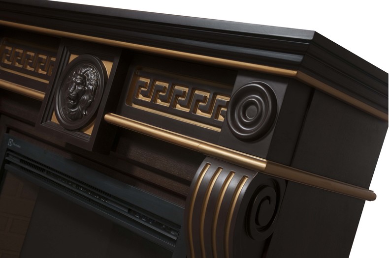 Каминокомплект Electrolux Vittoriano 26/30 с очагом EFP/P-2620RLS темный дуб с золотой патиной