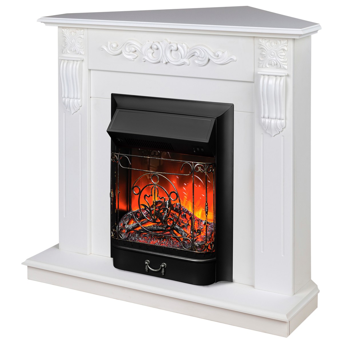 Электрокамин RealFlame  Dominica Corner WT с очагом Majestic Lux Black