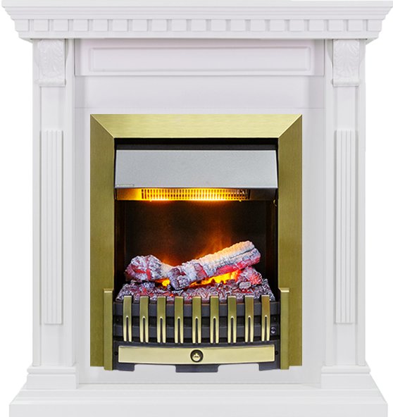 Каминокомплект Dimplex Orlean - Белый дуб с очагом Danville Antique Brass FB2