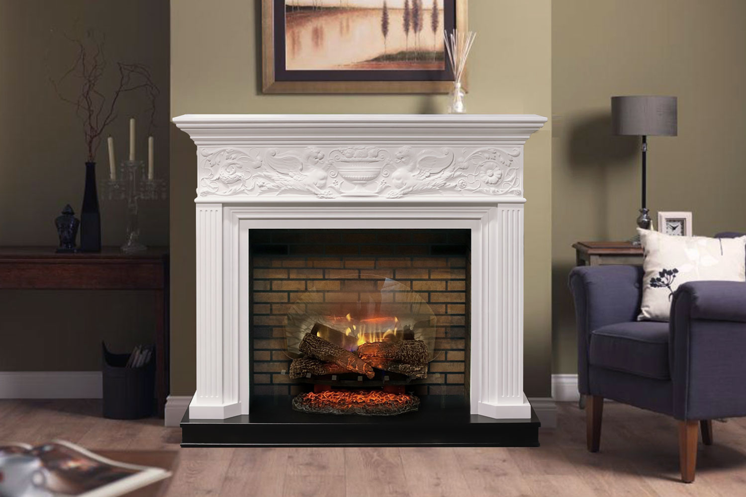 Каминокомплект Dimplex Palace - Белый с серебром с очагом Symphony 30'' DF3020-INT