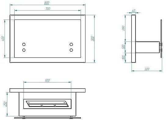 Биокамин настенный Zefire Polakr 800