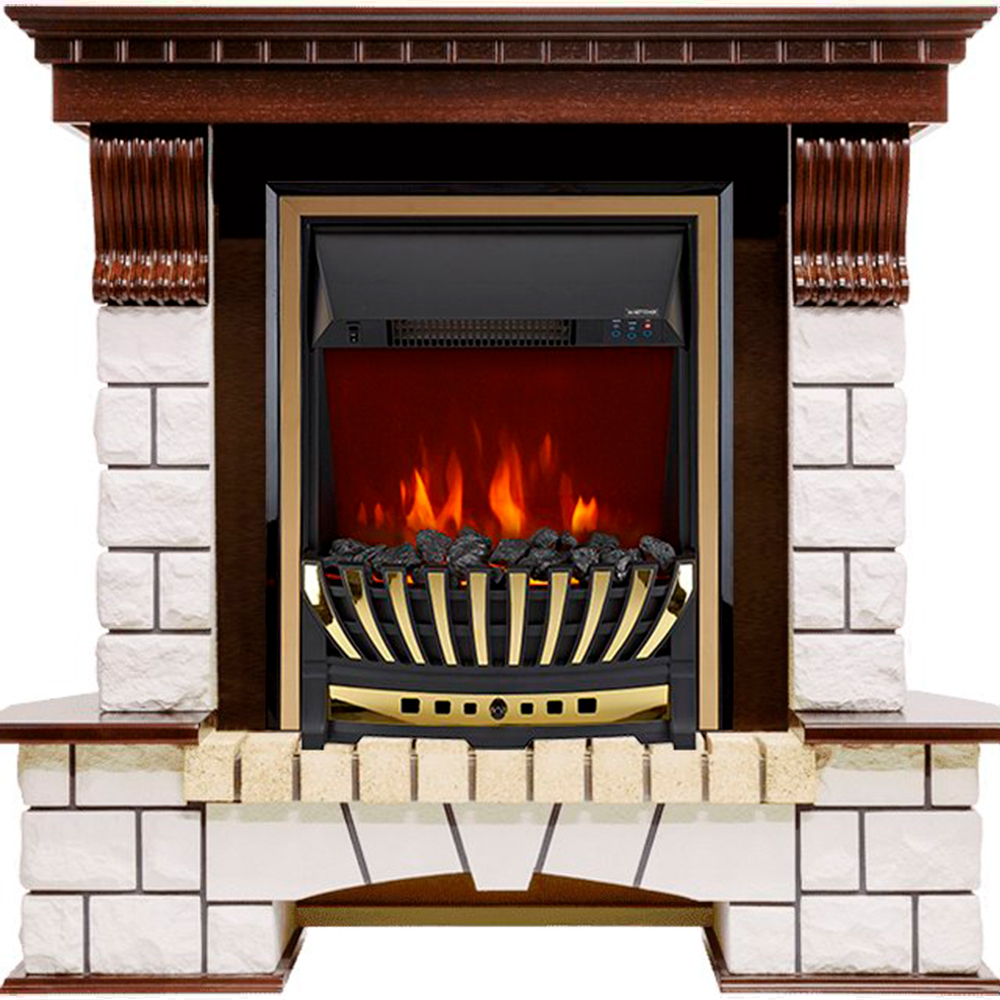 Каминокомплект Dimplex Pierre Luxe угловой - Темный дуб / Белый с очагом Aspen Gold