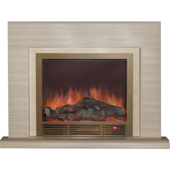 Каминокомплект Glenrich Астория Delux 33 Sharm33 brass беленый дуб