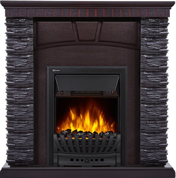 Каминокомплект Electrolux Porto Classic с очагом Classic EFP/P-1020LS камень черный, шпон венге