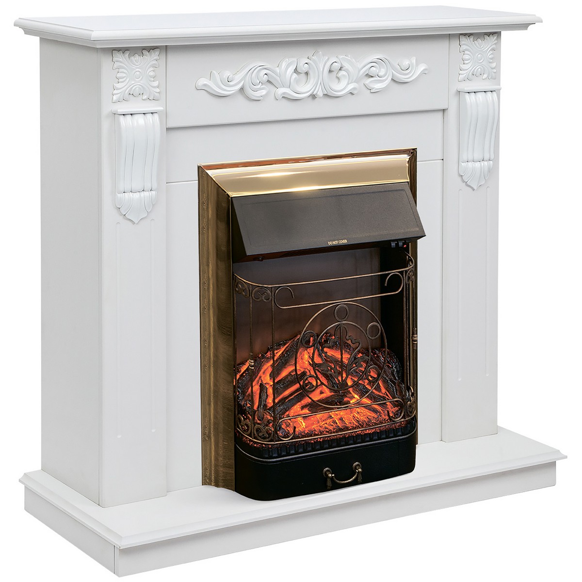 Электрокамин RealFlame  Dominica WT с очагом Majestic Lux Brass