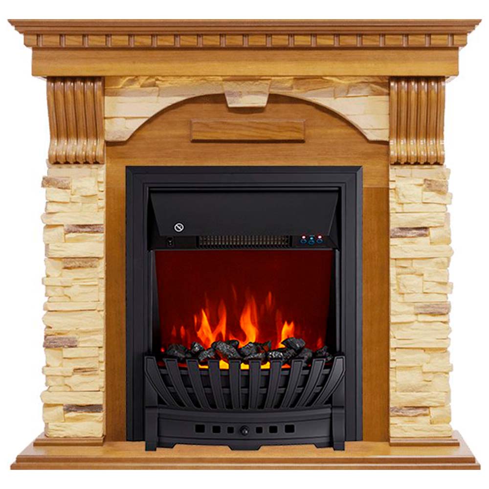 Каминокомплект Royal Flame  Dublin -  Дуб / Сланец с очагом Aspen Black
