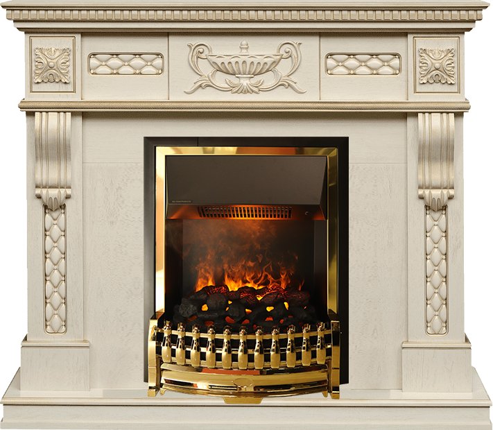 Каминокомплект Dimplex Corsica - Слоновая кость с патиной (Ширина 1100) с очагом Atherton